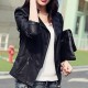  Slim Body Fit Women Paragraph Casual Leather Jacket WJ-09BK image