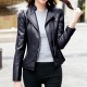  Slim Body Fit Women Paragraph Casual Leather Jacket WJ-09BK image
