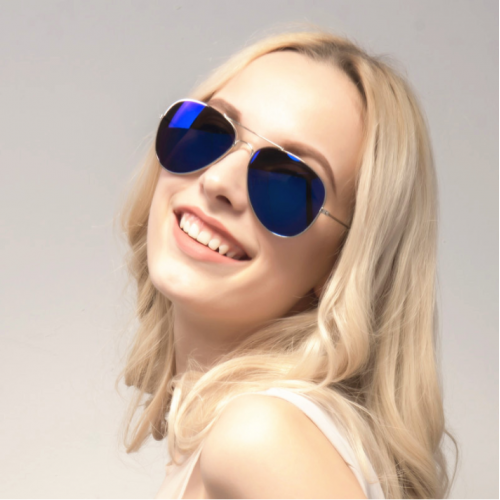 Blue Shades Bright Reflective Aviator Unisex Sunglasses G-04 (Blue Mirror) image