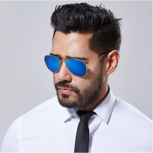 Blue Shades Bright Reflective Aviator Unisex Sunglasses G-04 (Blue Mirror) image