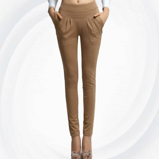 Women Brown Real Shot Casual Harem Pants Spring and Autumn Trousers WC-151BR image