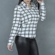 Women Fashion Lattice Simple Long-Sleeved Shirt - White