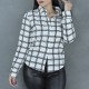 Women Fashion Lattice Simple Long-Sleeved Shirt - White
