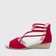Summer Red Comfort Strap Solid Low-heeled Sandals S-100RD |image