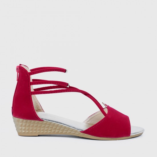 Showing image for Summer Red Comfort Strap Solid Low-heeled Sandals S-100RD Summer Red Comfort Strap Solid Low-heeled Sandals S-100RD |image