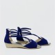 Summer Blue Comfort Strap Solid Low-heeled Sandals S-100BL |image