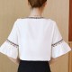 Women Elegant Summer Cotton Pom Pom Blouse Short Sleeve Shirt WC-170W image