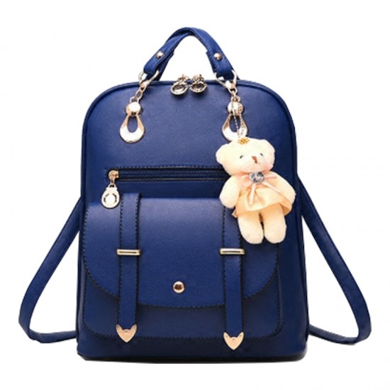 Teddy Bear Hanging Blue Double Strap Backpack WB-85BL |image