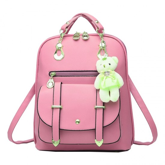 Teddy Bear Hanging Pink Double Strap Backpack WB-85PK |image