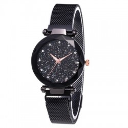 Black Magnetic Strap Sky Diamond Dial Bracelet Watch W-33BK