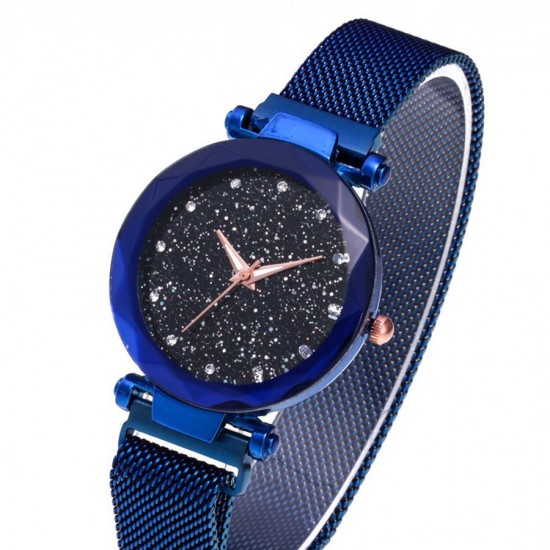 Blue Magnetic Strap Sky Diamond Dial Bracelet Watch W-33BL |image