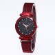 Red Magnetic Strap Sky Diamond Dial Bracelet Watch W-33RD |image