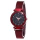 Red Magnetic Strap Sky Diamond Dial Bracelet Watch W-33RD