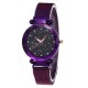 Purple Magnetic Strap Sky Diamond Dial Bracelet Watch W-33PR |image