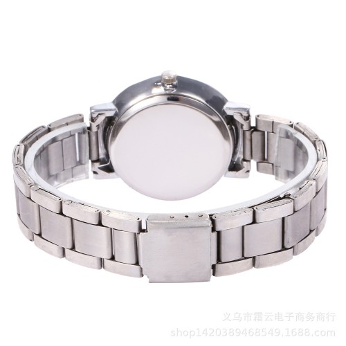 Couples Stylish Diamond Line White Dial Wrist Watches W-62W |image