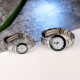 Couples Stylish Diamond Line White Dial Wrist Watches W-62W |image