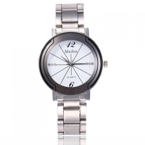 Couples Stylish Diamond Line White Dial Wrist Watches W-62W |image