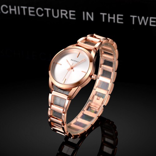 Baosaili Luxury Design Rose Gold Steel Strap Bracelet Watch W-81RG |image