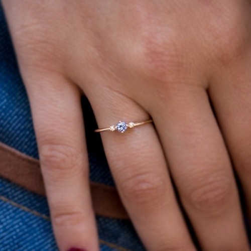 Simple Mosaic Zircon Gold Plated 4 Pieces Rings - Gold |image