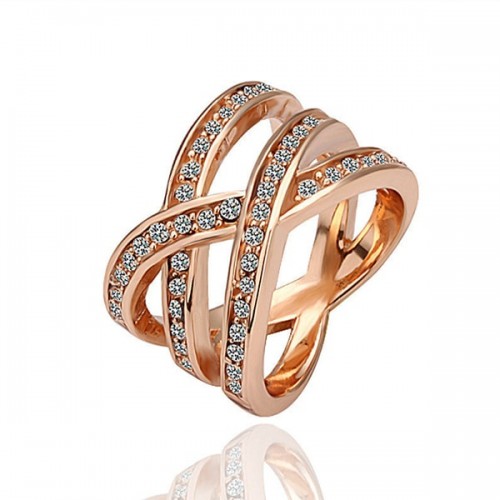 Double Cross CZ Alloy Rose Gold Plated Ring