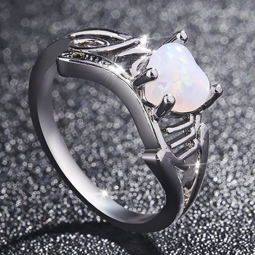 Fire Opal Heart Mom Gift European Style Rings R-49 |image