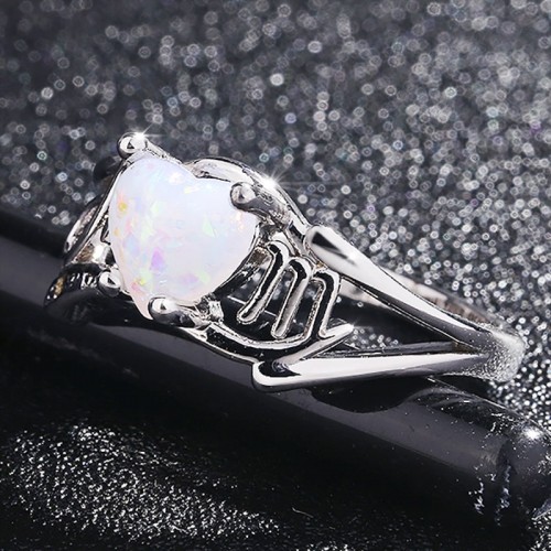 Fire Opal Heart Mom Gift European Style Rings R-49 |image