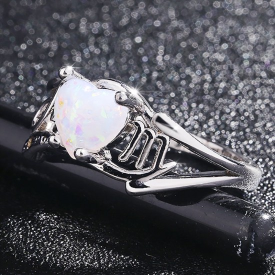Fire Opal Heart Mom Gift European Style Rings R-49 |image