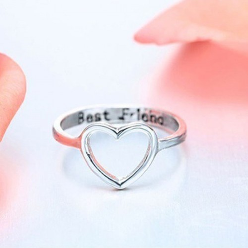 Silver Plated Best Friendship Heart Rings R-46S |image
