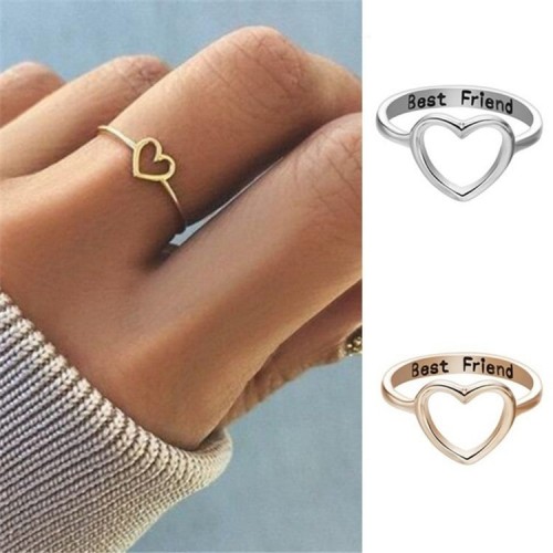 Silver Plated Best Friendship Heart Rings R-46S |image