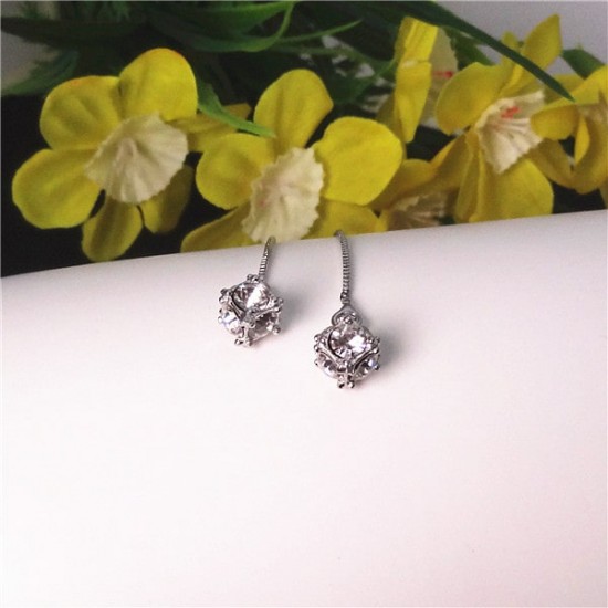 Square Cubes Sterling Silver Tassel Earrings 