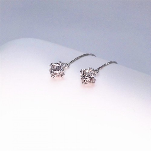 Square Cubes Sterling Silver Tassel Earrings 