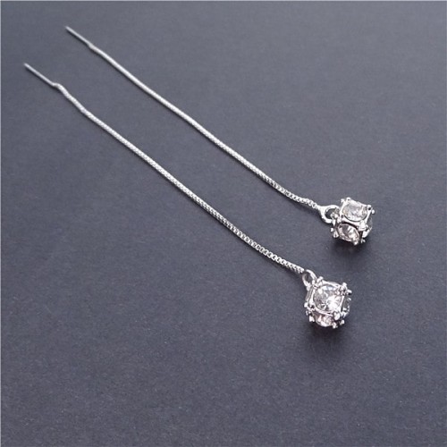 Square Cubes Sterling Silver Tassel Earrings 