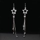 Silver Star Tassels Long Pendant Earrings E-42 |image