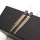 Black Clover Long Chain Rose Gold Tassel Earrings