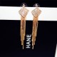 Diamonds Clover Long Chain Gold Tassel Earrings E-64G