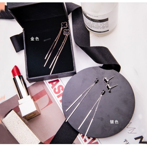 Long Paragraph Tassel Silver Earrings E-45S |image