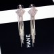 Diamonds Clover Long Chain Silver Tassel Earrings E-64S |image