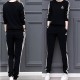 Black With White Contrast Two Piece Sweater Pants Track Suit WH-34BK |image