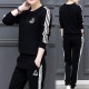 Black With White Contrast Two Piece Sweater Pants Track Suit WH-34BK |image