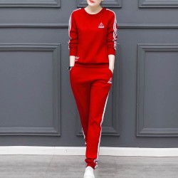Red with White Contrast Two Piece Sweater Pants Track Suit WH-34RD