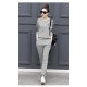Grey with Black Contrast Two Piece Sweater Pants Track Suit WH-34GR |image