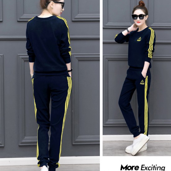 Blue with Yellow Contrast Two Piece Sweater Pants Track Suit WH-34BL |image