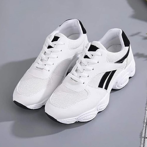 Stylish and Comfortable Black and White Running Shoes for Women |image