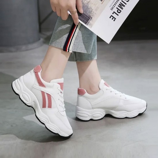 Casual Breathable White Pink Running Shoes S-139PK |image