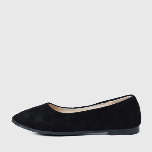 Casual Peas Suede Black Flat Shoes S-153BK |image