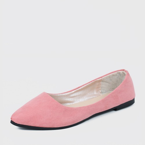 Casual Peas Suede Pink Flat Shoes S-153PK |image