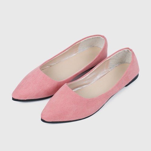 Casual Peas Suede Pink Flat Shoes S-153PK |image