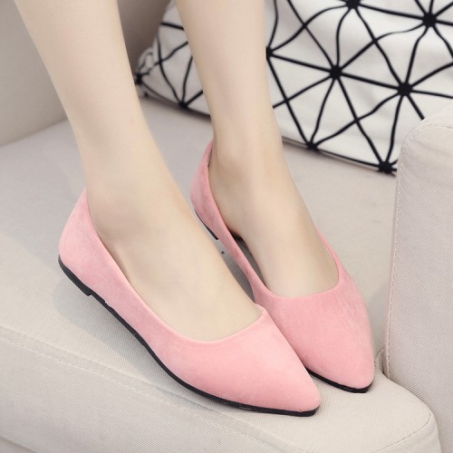 Casual Peas Suede Pink Flat Shoes S-153PK |image