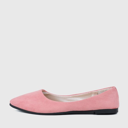 Casual Peas Suede Pink Flat Shoes S-153PK |image