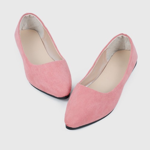 Casual Peas Suede Pink Flat Shoes S-153PK |image